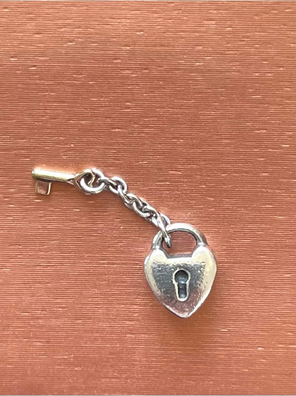Authentic Pandora Silver/Gold Heart Padlock/Key Charm